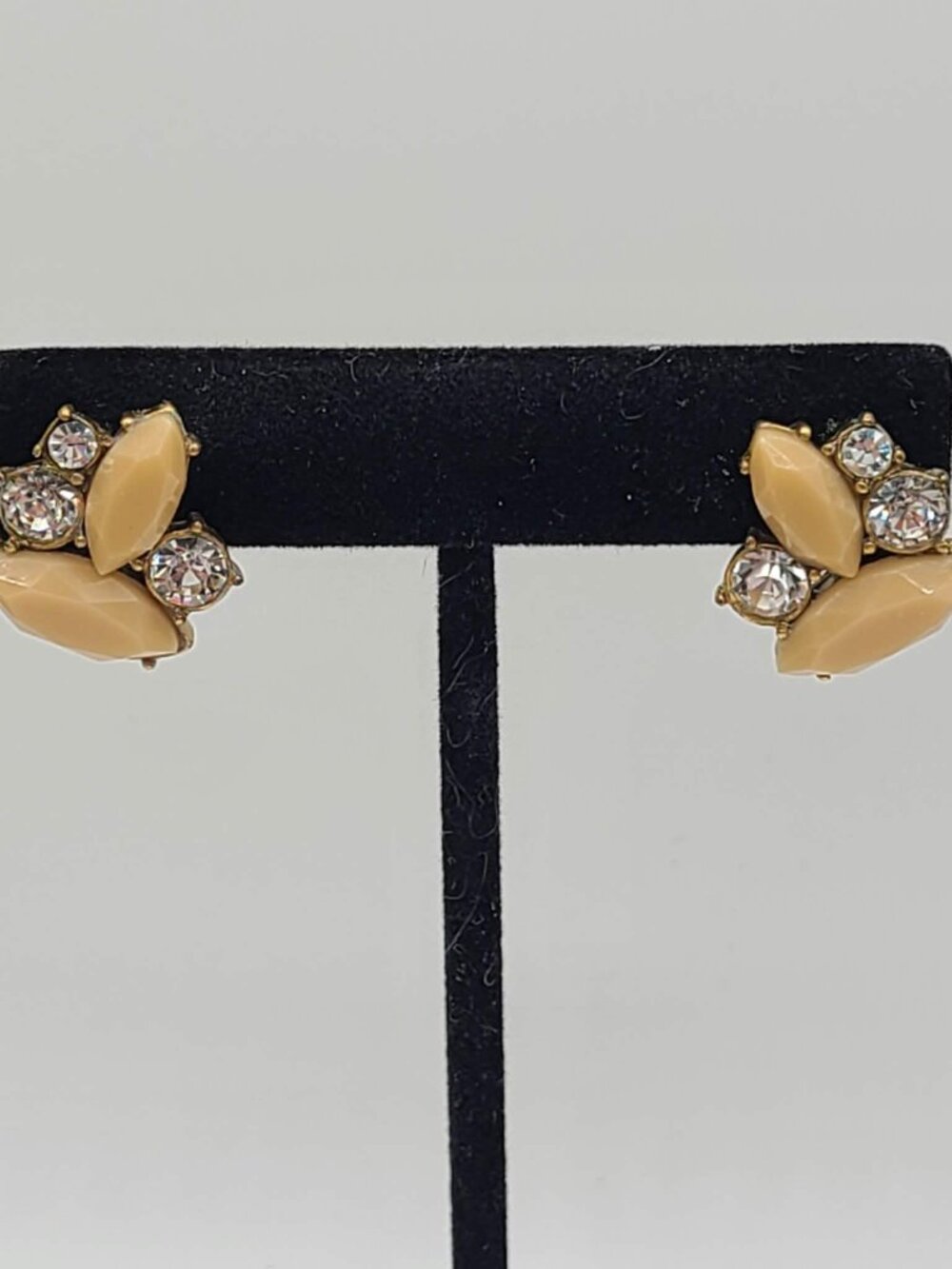 J Crew Pink Resin Clear Crystal Stud Cluster Earrings